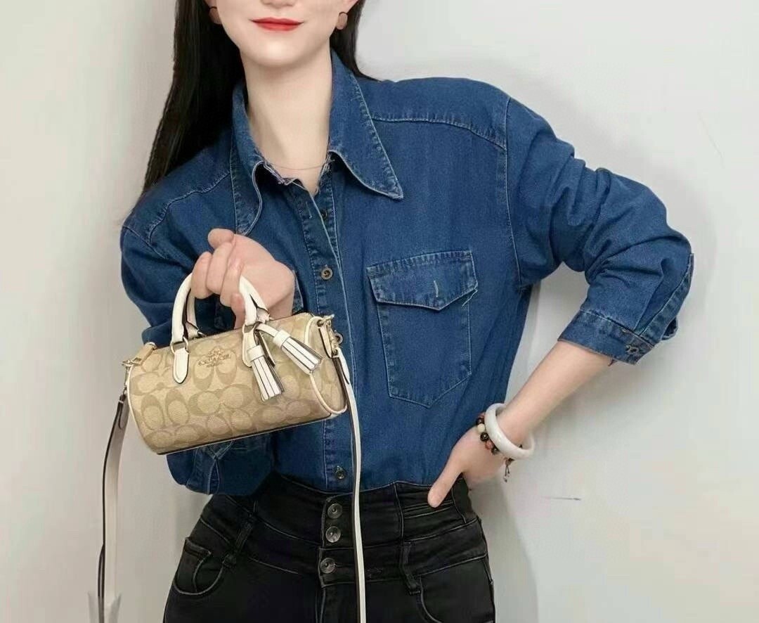 COACH LACEY Top Handle Crossbody Bag Signature Canvas Chalk