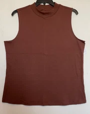CJ Banks Size 2X Cappuccino Brown Mock neck knit top, sleeveless NWT