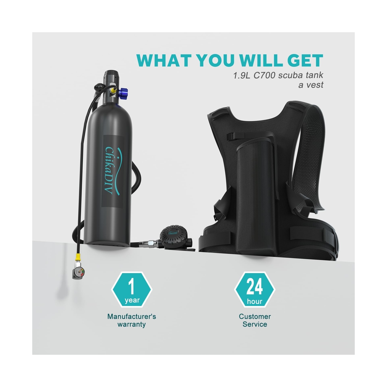 Scuba Tank up to 30mins Diving time,1.9L Portable Diving Tank Set Suitable Wi...