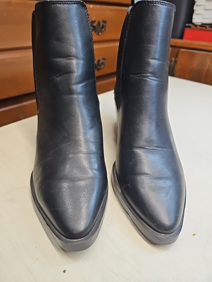 WOMEN'S HALF BOOT slip on ankle boots elastic stretch sides SIZE 7