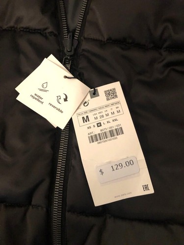 ZARA WOMEN REVERSIBLE HOODED WATER REPELLENT PUFFER COAT BLACK S M NEW 8073/251 - Picture 11 of 11
