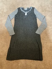 NWT Womens Old Navy Gray Colorblock Sweater Dress Small Cotton Long Sleeve