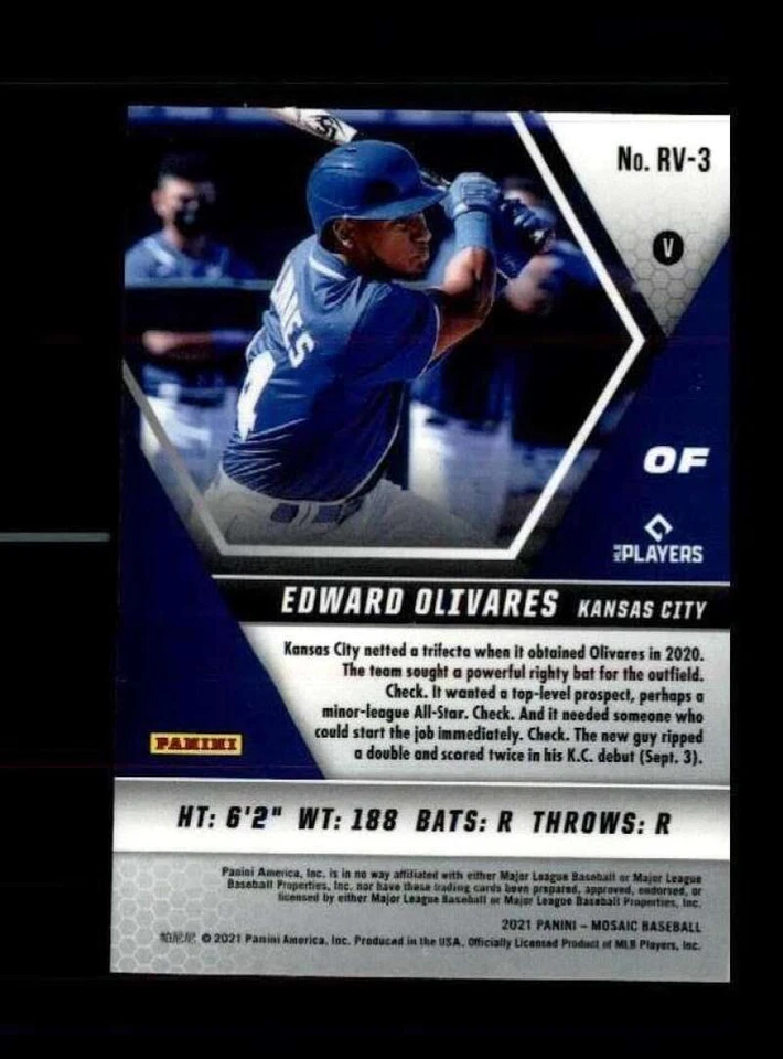 2021 Panini Mosaic Rookie Variations #3 Edward Olivares Royals - Image 2 of 2