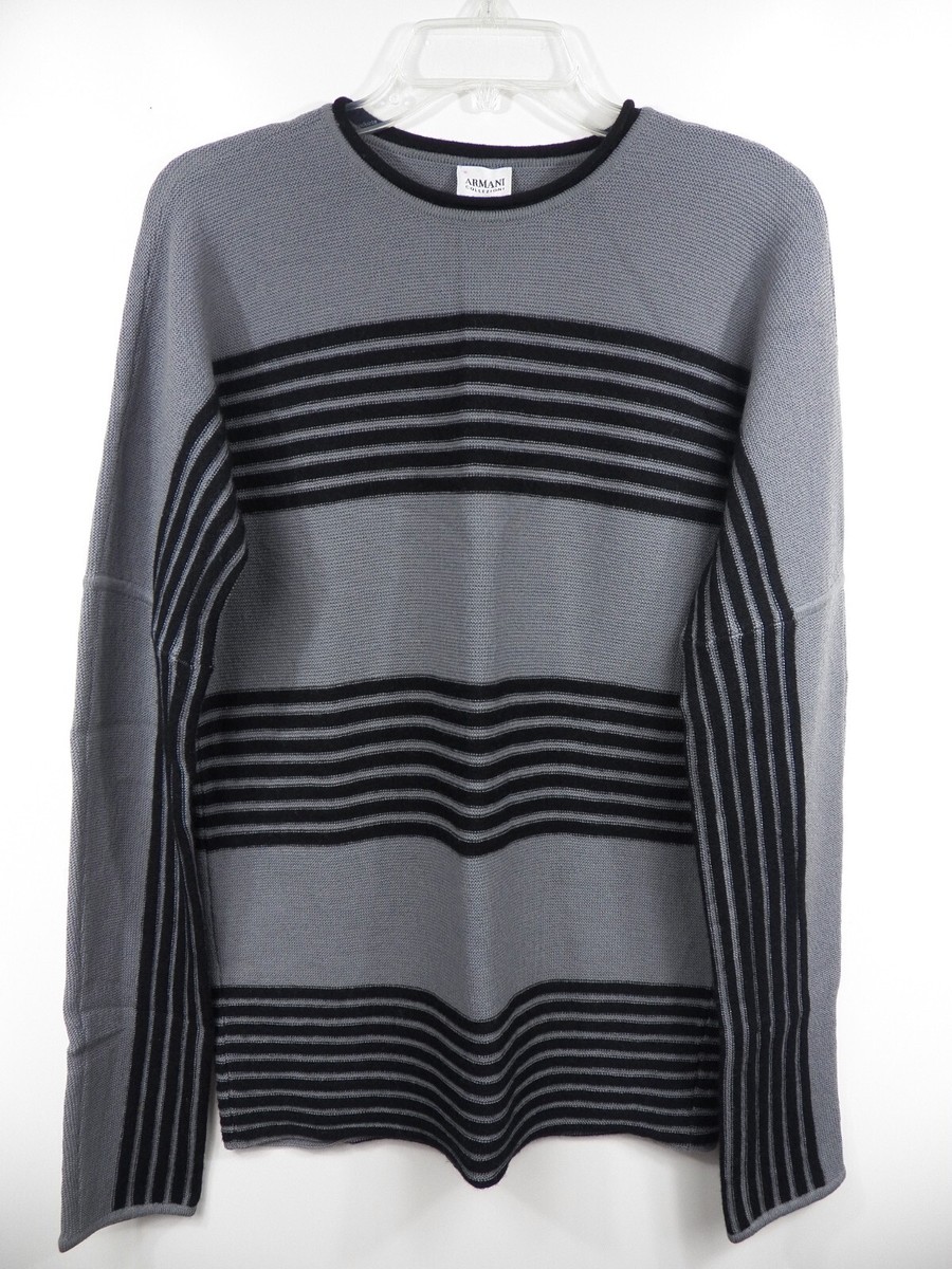 GIORGIO ARMANI COLLEZIONI MENS SMALL CREWNECK SWEATER WOOL BLACK