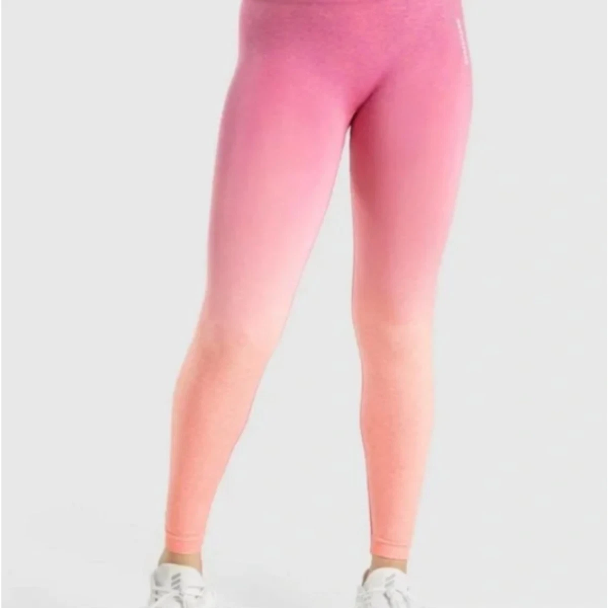 Gymshark Size Med Adapt Ombre Seamless Workout Gym Leggings Orange / Pink  Barbie