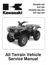 02-03 Factory Kawasaki KVF 650 4x4 Prairie ATV Service Manual Reproduction