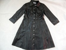 Mango stylish faux leather dress shirt dress black size S New