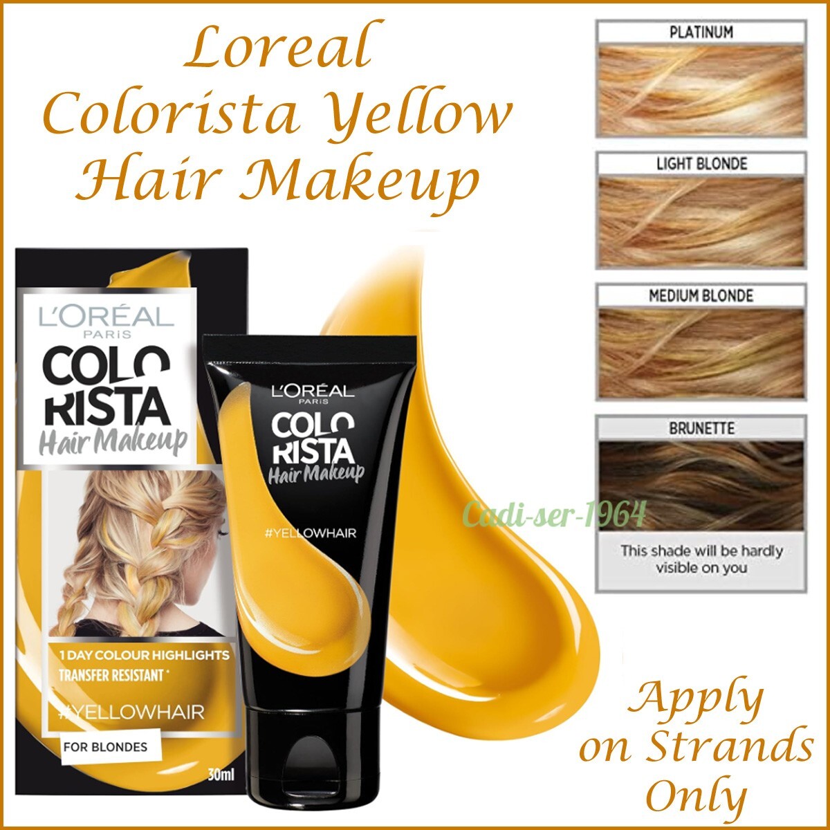 L'Oreal Colorista YELLOW Hair Makeup For Blondes Temporary Strand Hair Colour x3