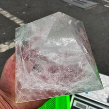 5.74LB TOP Natural clear large pyramid quartz carved crystal healing