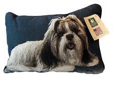 Shih Tzu Dog Pillow 3D Raised 17.5”x12.5” Linda Picken Tapestry NWT Made in USA