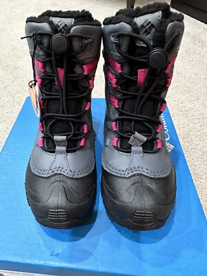 Columbia Youth Bugaboot Celsius, Gray / Pink,  Insulated Boots,  Size 1