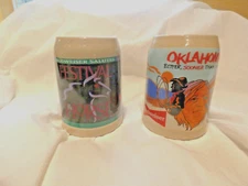 Rare 2 Budweiser 1991 Oklahoma Steins FESTIVAL Of HORSE, and "Better Sooner" W/#