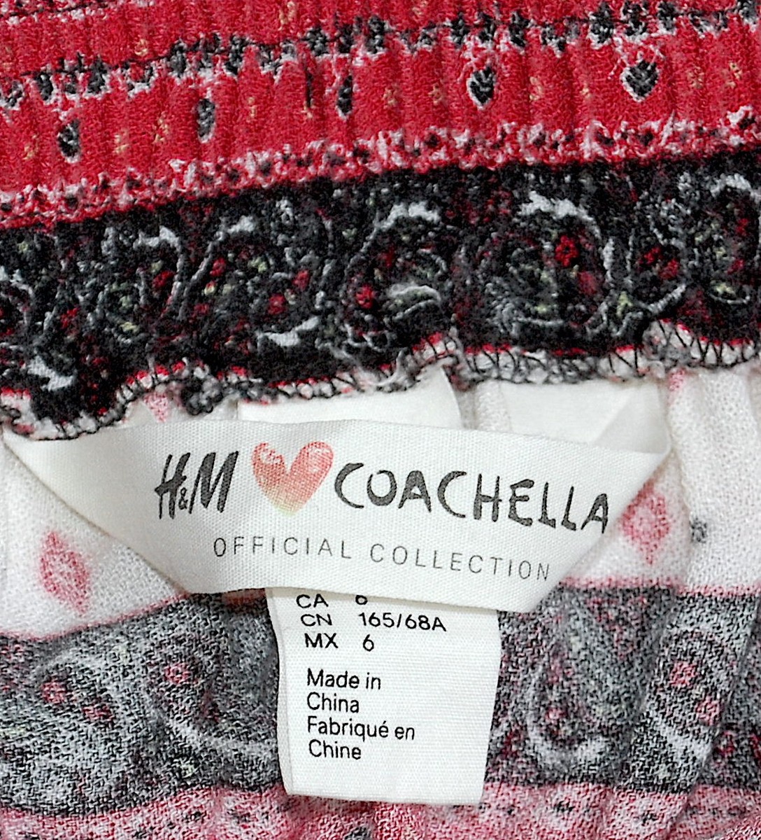 H&M Loves Coachella Tribal Elephant Skirt 6 Red Black Pom