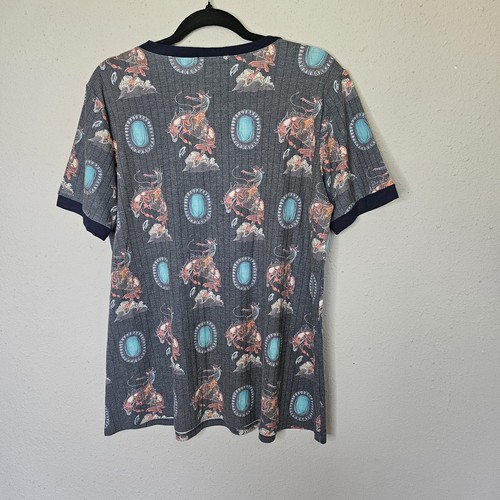 Southern Stitch Bucking Horse Riding Cowboy / Turquoise Jewel Print Size L Large - Picture 8 of 12