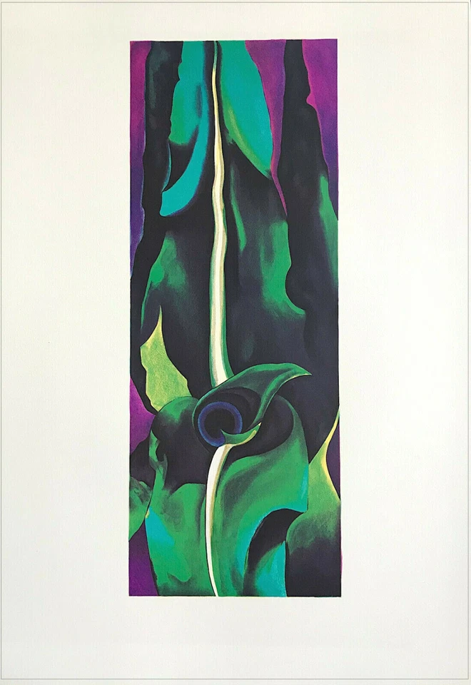 Georgia O'Keeffe CORN 1924 石版画,深紫色绿色植物摘要  — 第 2/4 张图片
