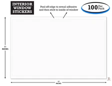 High-Quality Blank 11x17 - Interior Glass Window Stickers (100 Per Pack)