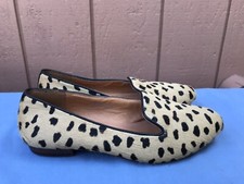 EUC MADEWELL THE TEDDY LOAFER US 6 CALF HAIR LEOPARD TRUFFLE FLATS 05946 A8