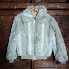 Vintage 70s Fur Coat Bomber Jacket Style Zip Up Size Small