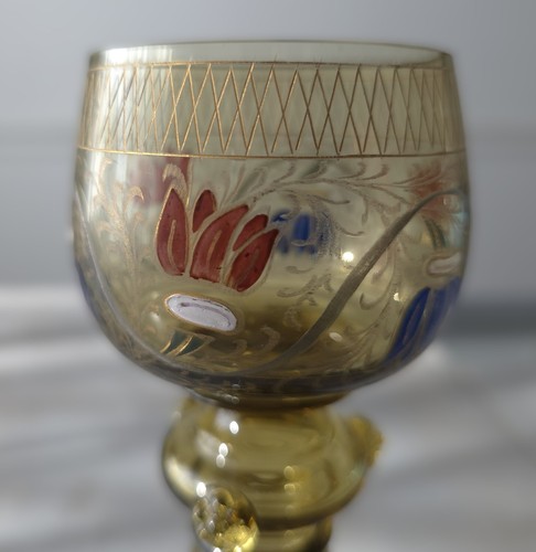 Antiguo Roemer FRITZ HECKERT soplado a mano, esmaltado y grabado en verde - Imagen 6 de 12