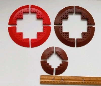 Lego Brown &Red 1/4 Round Specialty Pieces Tapered Saucer / Slope Bricks Lot