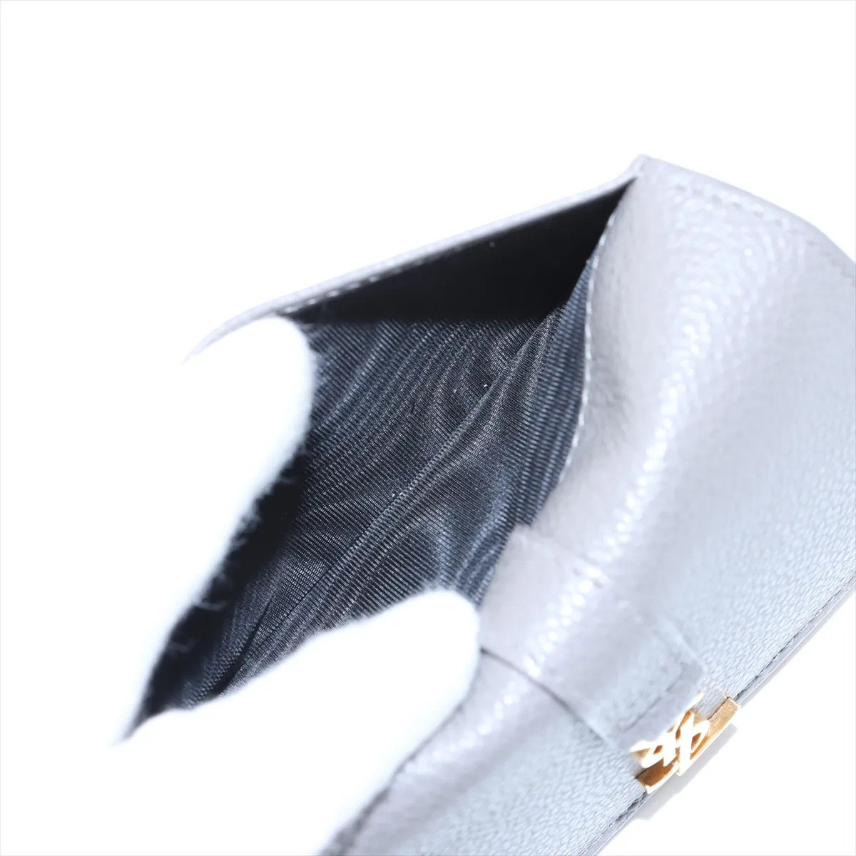 Saint Laurent YSL line ALM613536 Leather Card Case Gray thumbnail 7