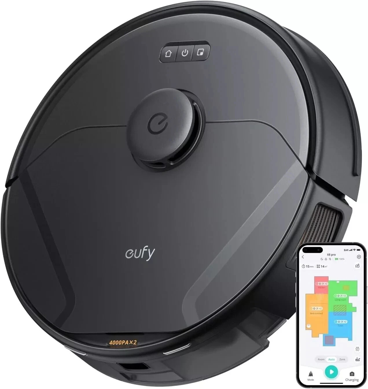 EUFY Clean X8 Pro Robot Vacuum with Mop 4000 Pa Powerful Suction Deep Cleaning