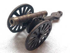 VINTAGE CAST IRON STEEL MODEL MINIATURE TOY MILITARY CANNON - 4.5" X 2" X 2"