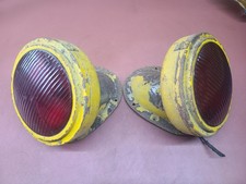 Antique Stop Signal Light LS321 Red Glass Lens Chrome Bezel School Bus Brake (2)