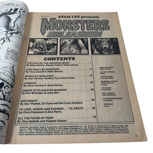Monsters Unleashed Supper Annual #1 1975 Curtis Comics Vintage Monster Comic - Picture 4 of 4