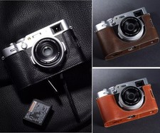 Real Leather Camera Half Case Protective Pouch + Hand Strap for Fujifilm X100VI