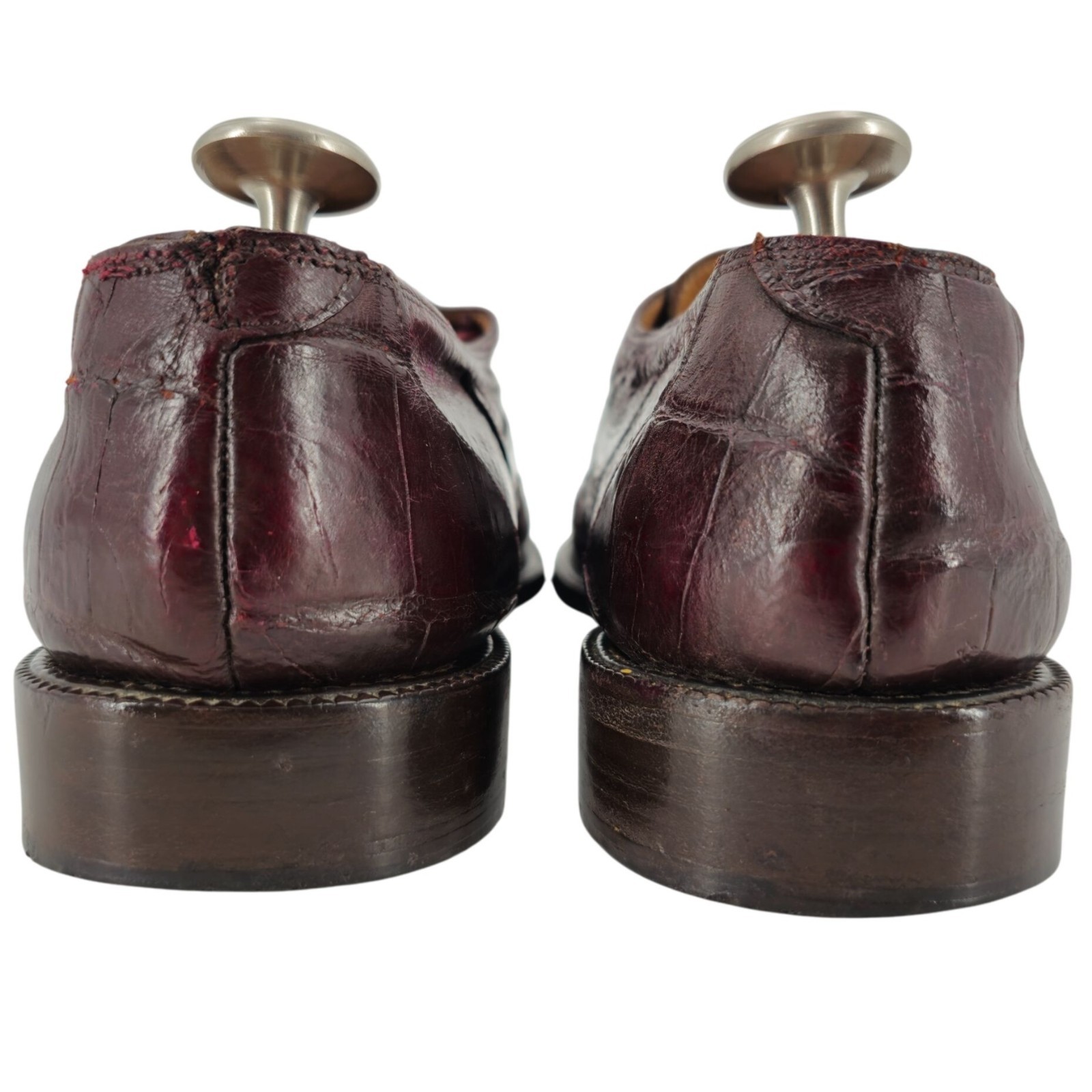 Vintage Mauri Burgundy Alligator Ostrich Exotic Dress Shoes 11.5M Derby Oxfords