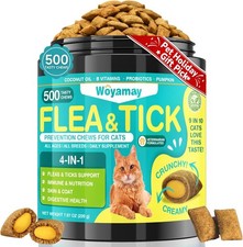 4-IN-1 Flea and Tick Prevention for Cats, 500 Crunchy  Creamy Chews, Cat...