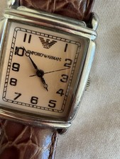 Orologio Tank Emporio Armani AR0204 Donna/Unisex Classico–Quadrante Crema–Pelle Marrone