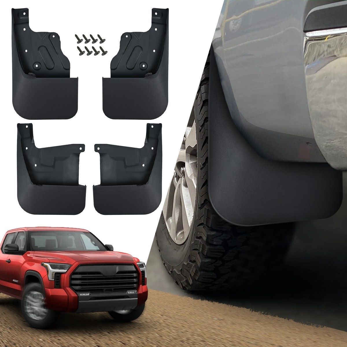 For Toyota For Tundra 2022-2026 Front & Rear Mud Guard Flaps Kit