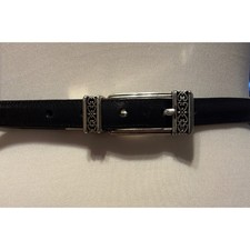 Brighton Brown Leather Crocodile Embossed Belt Silver Ornate Buckle Size 28