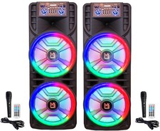 2 MR DJ NEWYORK 12" X 2 Rechargeable Portable Bluetooth Karaoke Speaker with