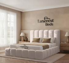 Cloud Bubble Upholstered Bed Frame Boucle & Plush Fabric Modern Padded Headboard