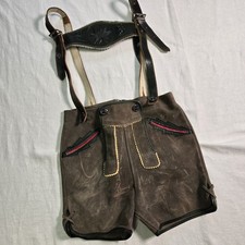 Bavarian Oktoberfest Lederhosen Suede German Child s Grey Shorts 5 Read VTG