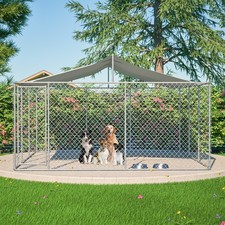4m 4m Outdoor Pet Dog Run House Kennel Shade Cage Enclosure w/ Cover Playpen
