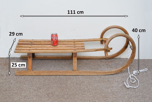 Vintage old wooden sleigh wooden sledge snow curly front - FREE DELIVERY - Picture 4 of 6