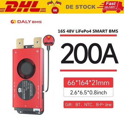 Daly Smart BMS LiFePo4 16S 48V 200A Battery with Balance +Bluetooth Moduel DE