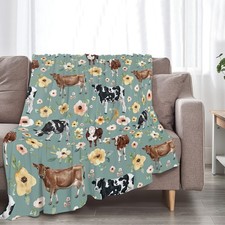 Cow Blanket Soft Warm Cows Throw Blanket Plush Lightweight Fleece 50x40"