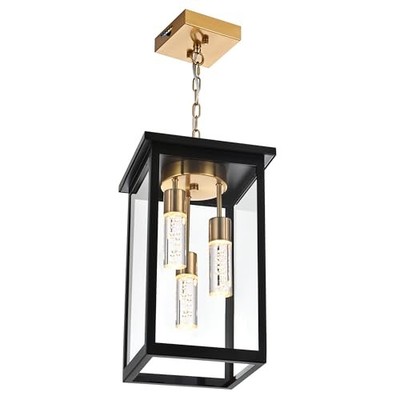  5CCT LED Large Outdoor Pendant Light 3-Lights Black & Brass, Bubble Column