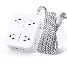 HANYCONY Surge Protector Power Strip 1080J 5 Ft Braided Extension Cord