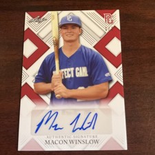 Macon Winslow 2022 Leaf Perfect Game 1st Prospect RC Auto #1/1 Red Blank Back