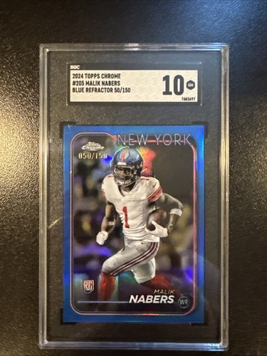 2024 Topps Chrome - Rookies Malik Nabers #205 Blue Refractor /150 (RC)