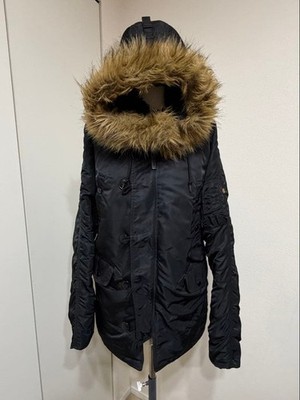 Alpha Industries N-3B Flight Jacket Black S with Fur Hood Used