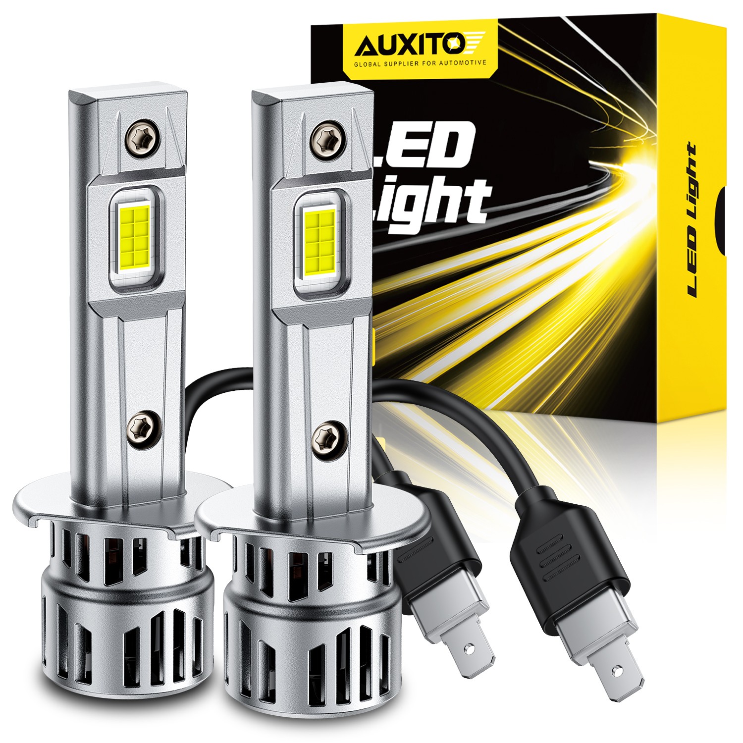 AUXITO H1 LED Headlights Bulb High Low Beam 200W 33000LM Bright White M6S Series