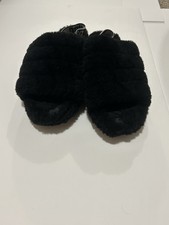 UGG Womens Fluff Yeah Slide Sandals Size 7 Black Sheepskin Platform Slipper Cozy