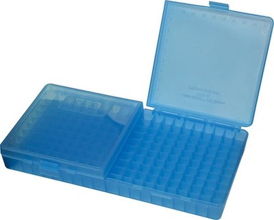 MTM Case-Gard Clear Blue Flip Top Handgun Ammo Box Holds 200 Rounds - P2004524